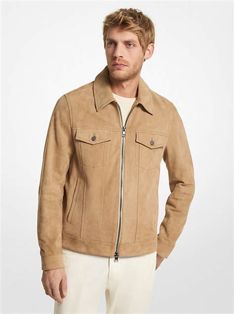 michael kors mens suede trucker jacket|Suede Zip.